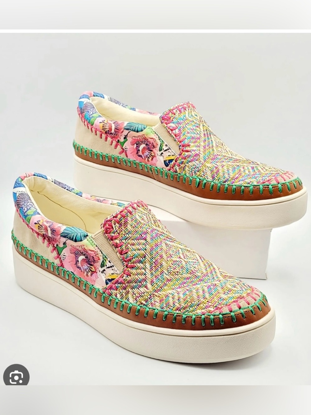 Johnny Was patchwork slip on sneakers sz 8
